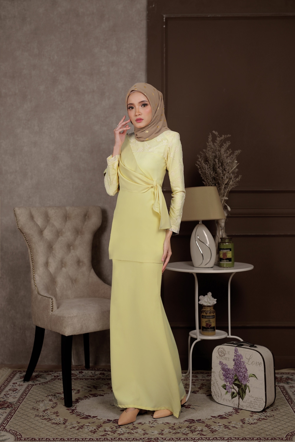 Everly Kurung Moden Powder Yellow