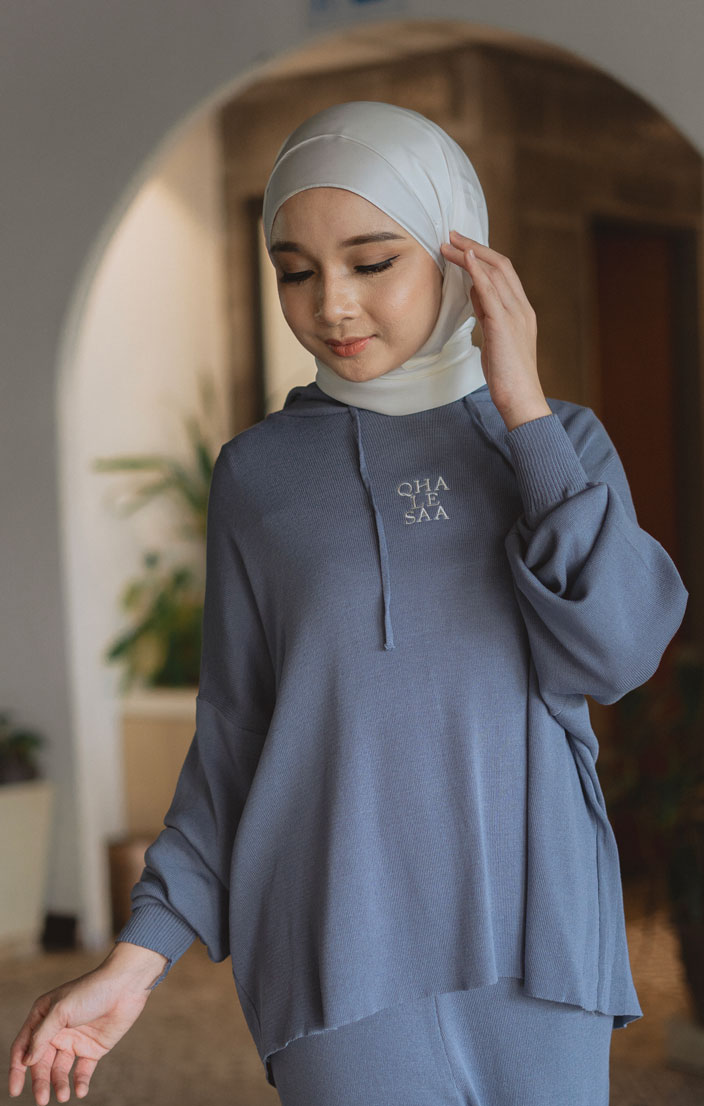Ariana Knit Set - Denim blue