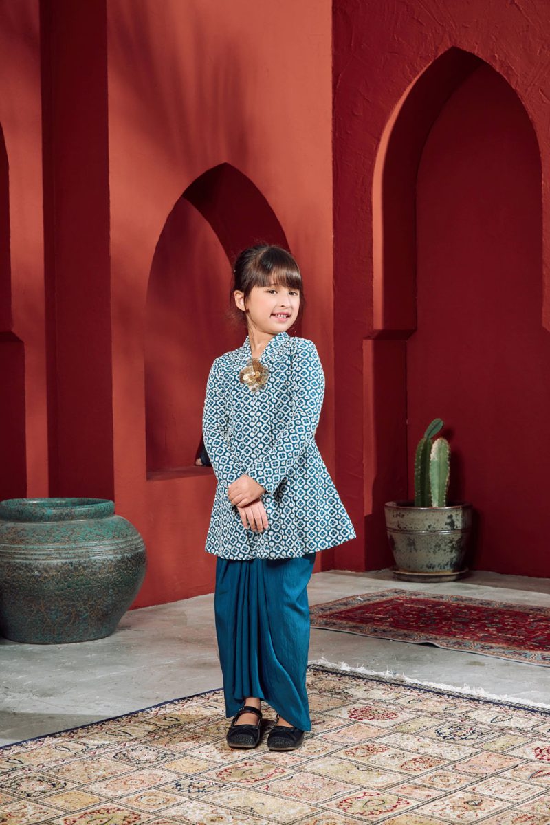 ELFIYAA KEBAYA SULAM ( girl ) - TEAL BLUE