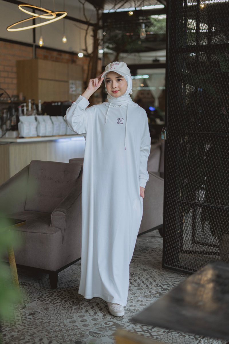 Saori Hoodie Dress - off white