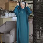 Saori Hoodie Dress - Teal blue