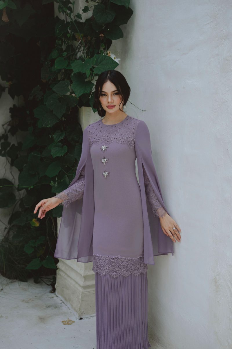 Elysia Long Kurung - Dusty Lilac