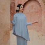 Alessandra Pleated Kurung - dusty blue