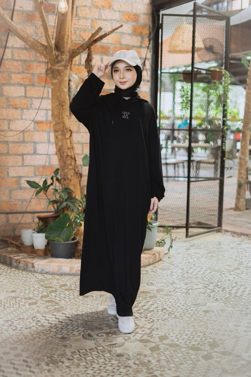 Saori Hoodie Dress - Black